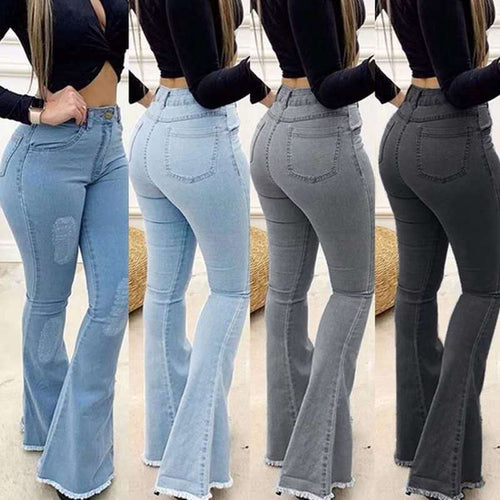 Calças jeans femininas elásticas da moda