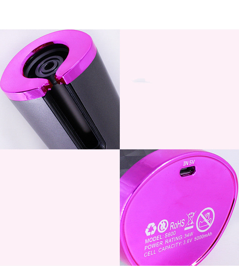 Modelador de cachos automático recarregável para mulheres, modelador de cachos portátil com tela LCD, modelador de cachos rotativo de cerâmica