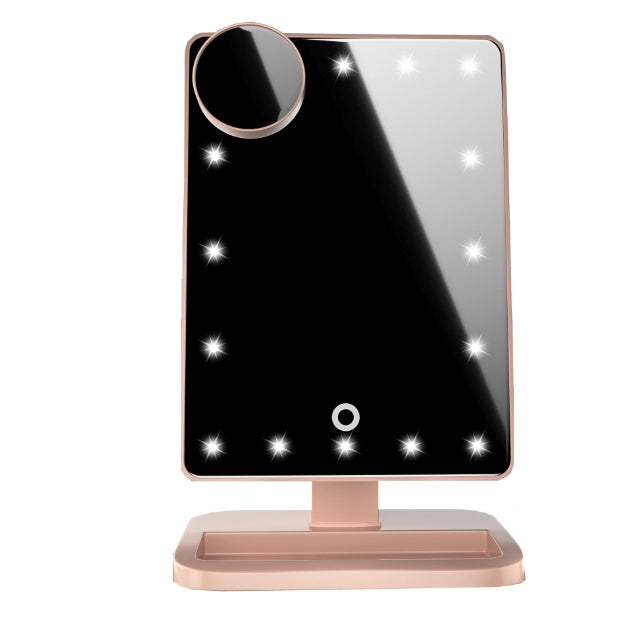 Espelho de maquiagem com tela sensível ao toque e 20 luzes LED Bluetooth Music