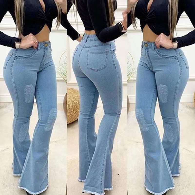 Calças jeans femininas elásticas da moda