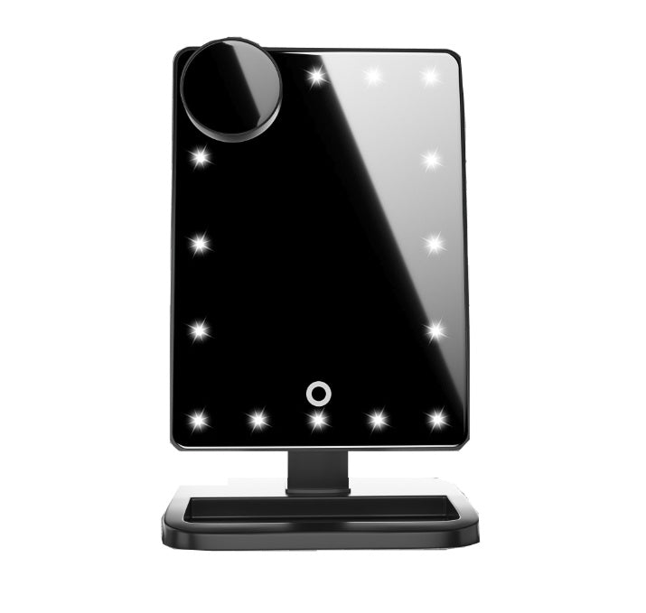 Espelho de maquiagem com tela sensível ao toque e 20 luzes LED Bluetooth Music