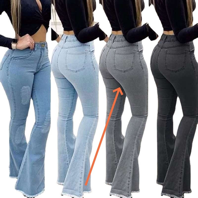 Calças jeans femininas elásticas da moda