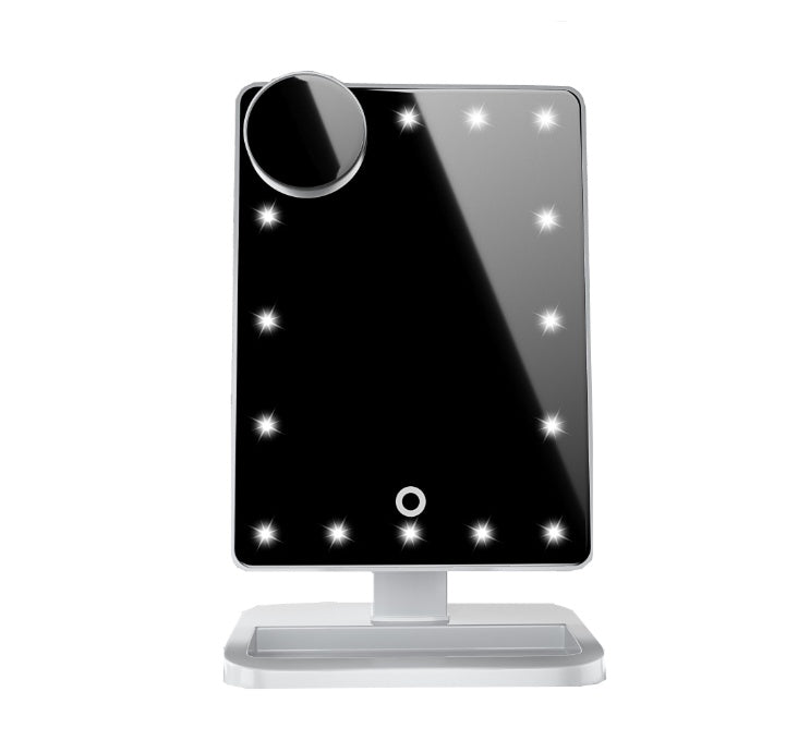 Espelho de maquiagem com tela sensível ao toque e 20 luzes LED Bluetooth Music