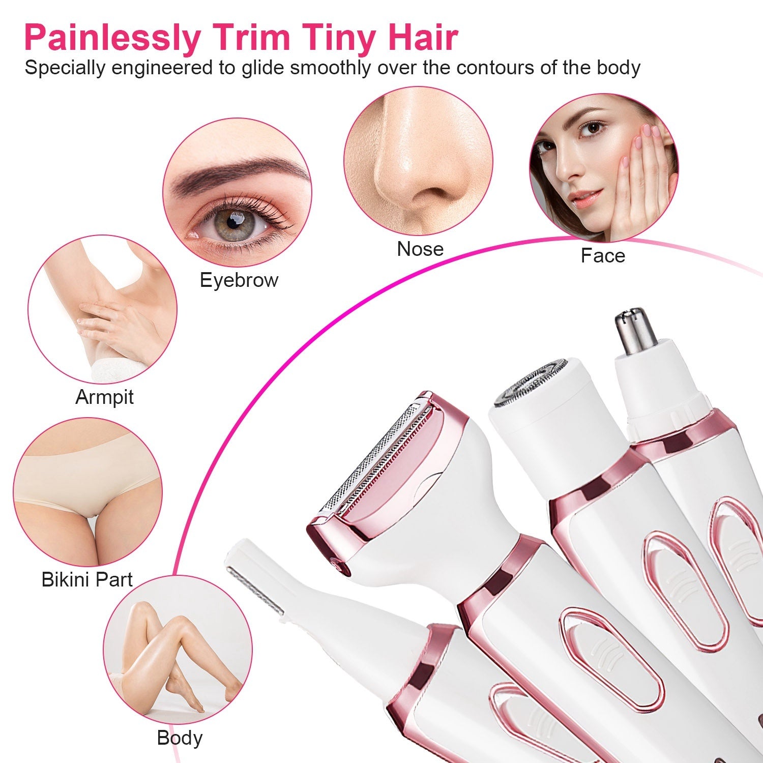 Depilador Elétrico para Mulheres / Kit De Higiene Recarregáveis Sobrancelha Nariz Pêlos Pêlos Pubianos Aparador De Biquíni Barbeador Facial