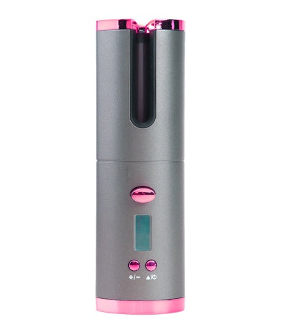 Modelador de cachos automático recarregável para mulheres, modelador de cachos portátil com tela LCD, modelador de cachos rotativo de cerâmica