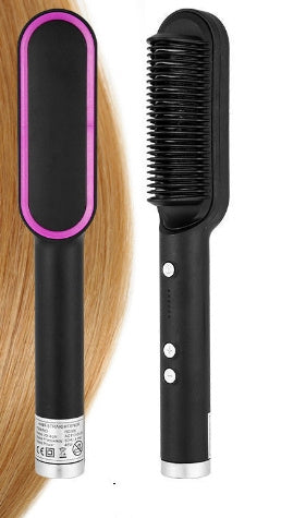 Novo 2 em 1 Alisador de Cabelo Pente Quente Negativo Íon Curling Tong Escova de Cabelo Elétrica de Dupla finalidade