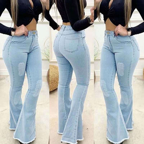 Calças jeans femininas elásticas da moda