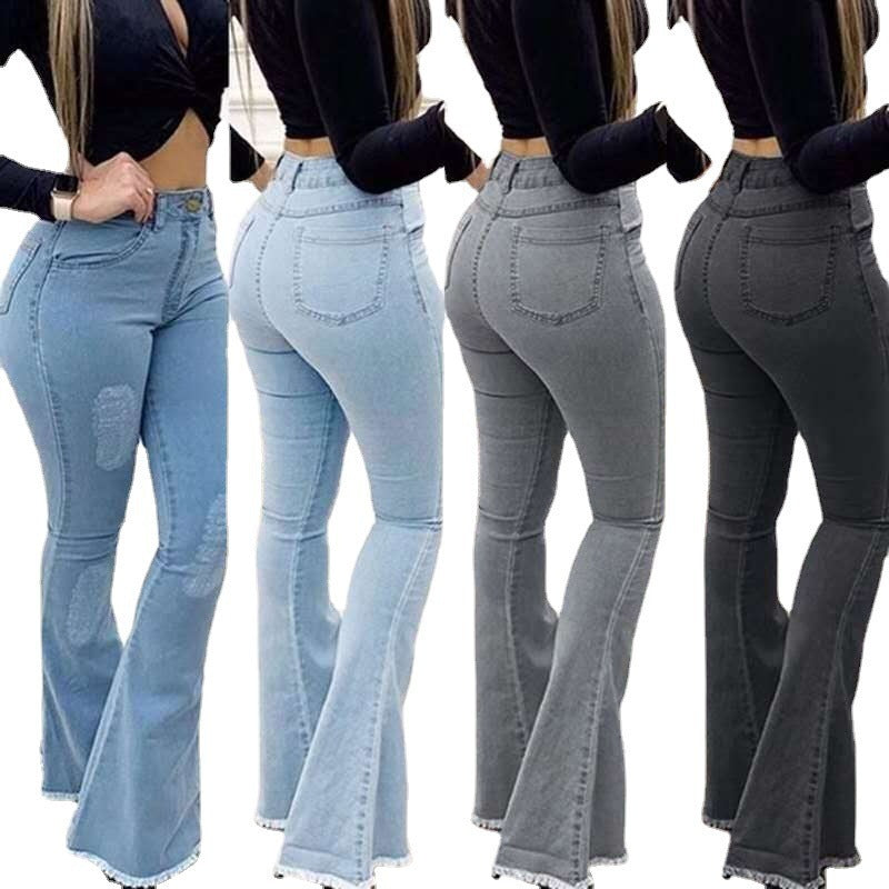 Calças jeans femininas elásticas da moda